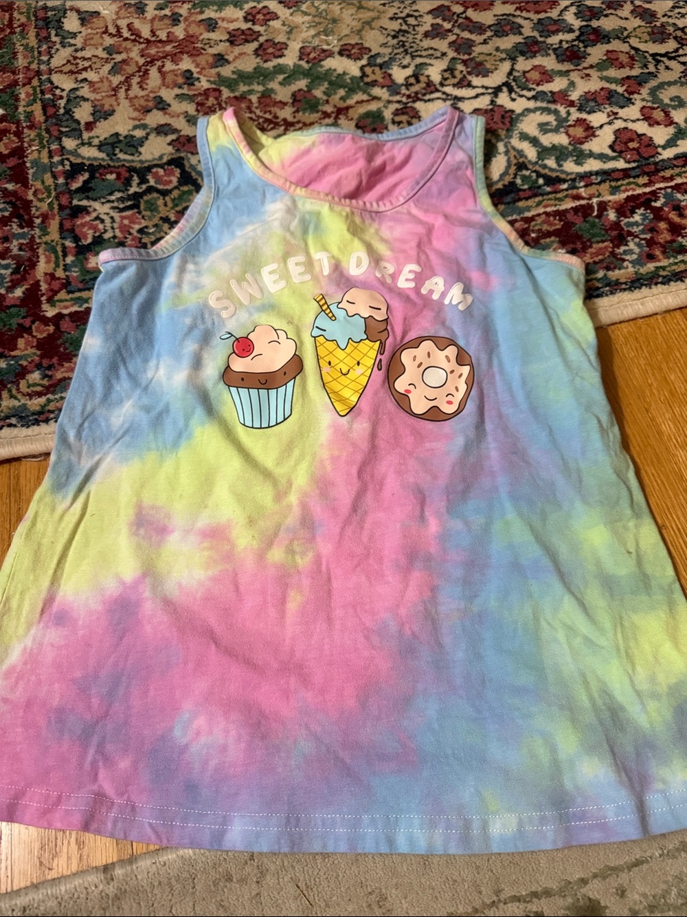 Women’s Tie-Dye 'Sweet Dream' Tank Top with Dessert Graphic